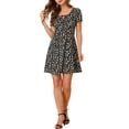 thumbnail image 6 of INSPIRE CHIC Women's Printed Square Neck Short Sleeve A-Line Prom Dress, 6 of 8