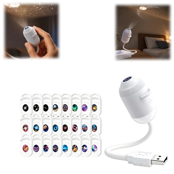 Bisitoy 2-in-1 Projector Night Light, Mini Night Light Projectors with Projection Films for Bedroom Ceiling Wall