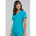 thumbnail image 4 of Cherokee Flexibles Women Medical Scrubs Top V-Neck Knit Panel 2968, M, Teal Blue, 4 of 7