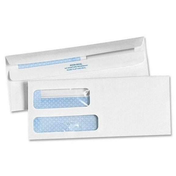 Quality Park Redi Seal Envelope #10 4 1/8 x 9 1/2 Double Window White 500/Box 24559