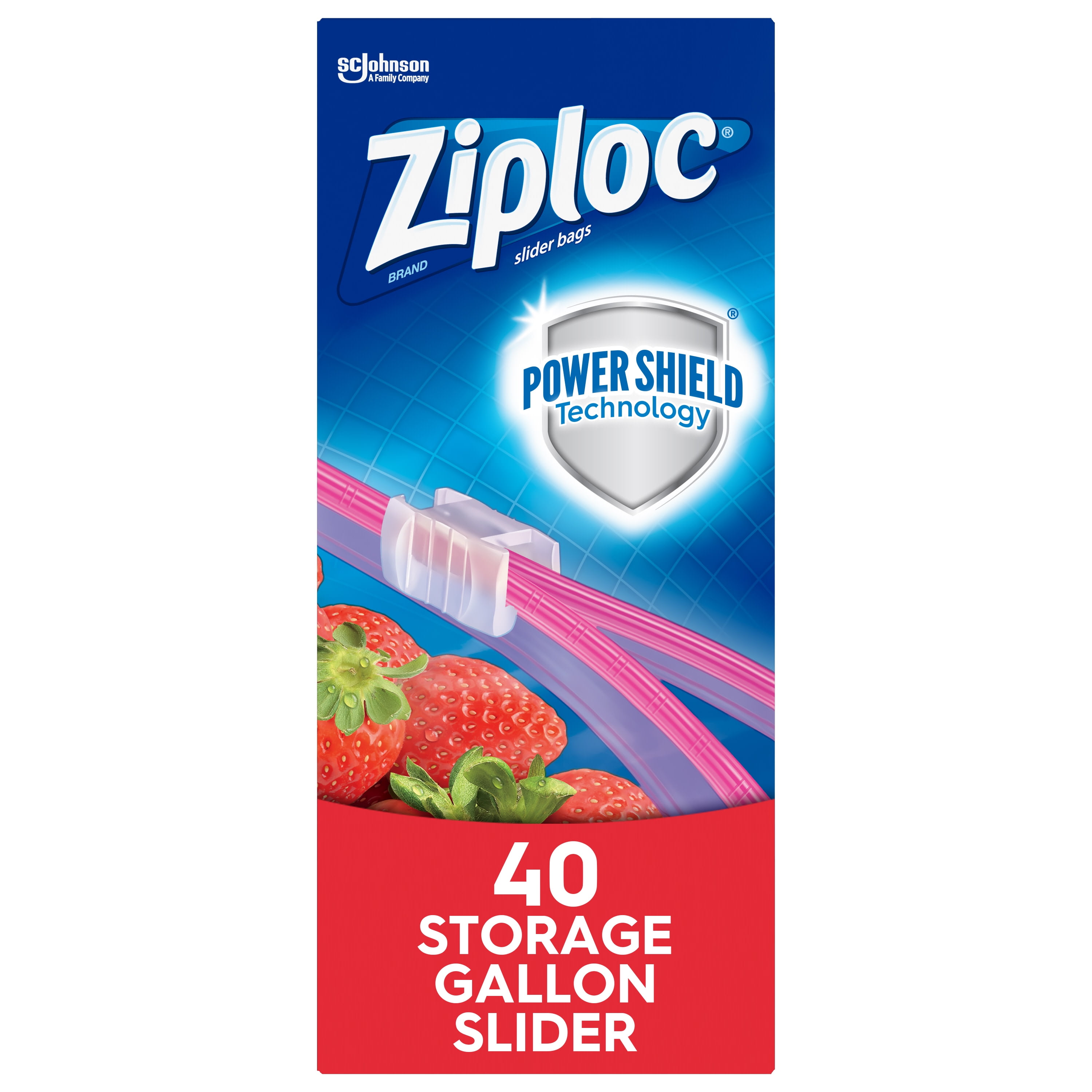 #.40 Count Pack of 1 , Clear Ziploc Brand Slider Storage Gallon Bags with Power Shield Technology,