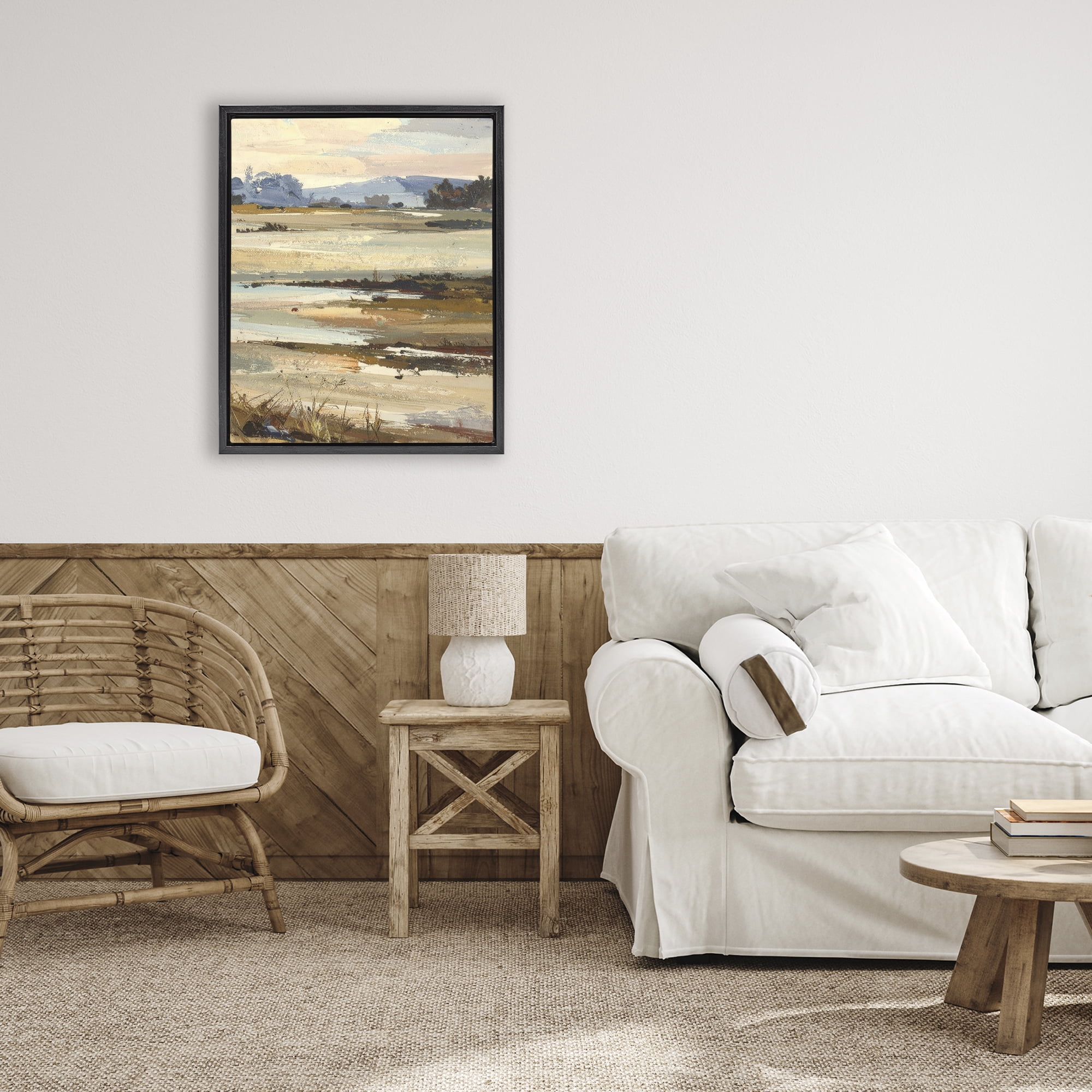 Stupell Industries Distant Horizon Portrayal Black Framed Floater Canvas Wall Art, design by Alonza Saunders