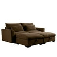 thumbnail image 4 of Corduroy Two-Seater Sofa with 2 Storage Footrest, 2 Seater Sectional  deep seat sofa,Comfy Couches for Living Room ,Brown Sofa, 4 of 8