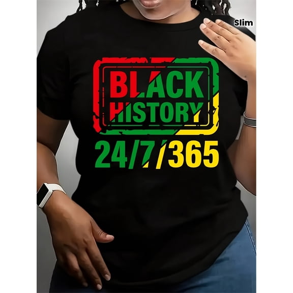 Black History 24/7/365 Graphic Tee - Pan-African Colors Empowerment T-Shirt - African American Heritage Pride Apparel for Men and Women - Retro Style Short Sleeve Top