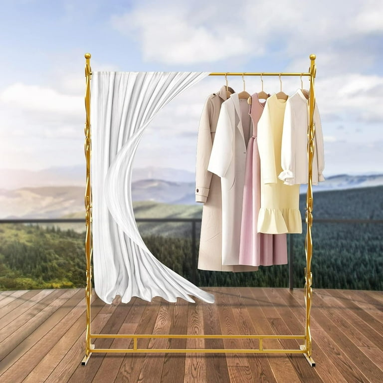 81" Garment Retail Gold Clothing Racks for Boutique Display, Wedding Dress Rack Heavy Duty Commercial Clothes Garment Rack Rod, Large Metal Floor