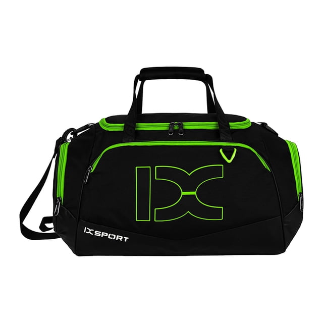 Minnieouse Bolsa de gimnasio de gran capacidad para hombres y mujeres, bolsos de hombro de viaje, bolso para exteriores, pegatina autoadhesiva ajustable, Bolsas de mensajero y de hombro Verde negro Minnieouse AP011940-02