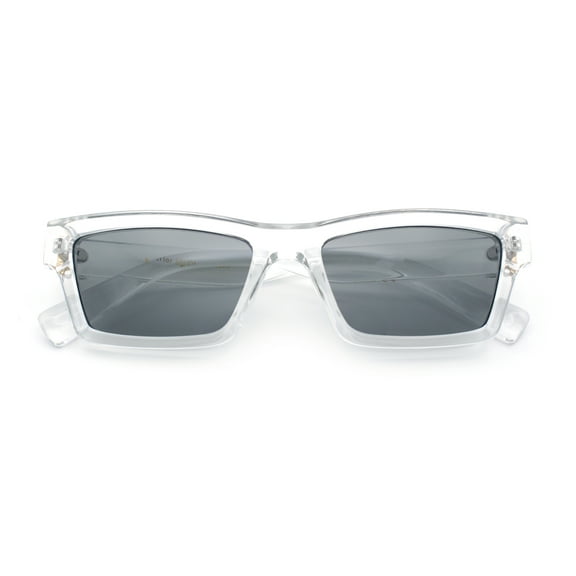 Hipster Dad Fashion Narrow Rectangle Thick Plastic Horn Rim Sunglasses Clear - Black