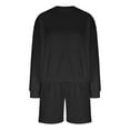 thumbnail image 3 of hotojiny Fall Outfits for Women Two Piece Sets Oversized Sweatshirt with Shorts Sweatsuits Casual Matching Set Travel Tracksuit, 3 of 4