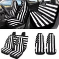 thumbnail image 2 of Uorisanigo Black White US Flag Car Seat Cover Full Set of 18 Pack with Steering Wheel Cover Seat Belt Pads Center Console Pad Headrest Covers Lever Stick Knob Covers Car Coasters Key Chains, 2 of 7