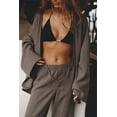 thumbnail image 4 of Conjunto de 2 piezas de pijama para mujer, camisa de manga larga con cordones, Kimono informal, Top holgado, pantalones de pierna ancha, 4 of 5