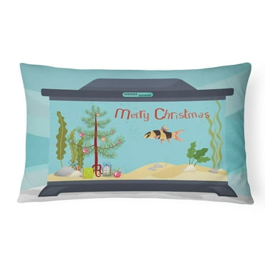 Carolines Treasures CK4506PW1216 Clown Loach Fish Merry Christmas Canvas Fabric Decorative Pillow, 12H x16W, multicolor