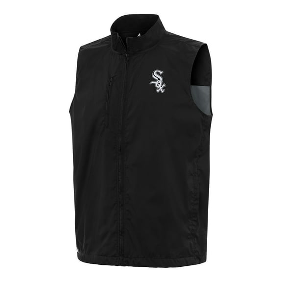 Men's Antigua Black Chicago White Sox Brisk Full-Zip Vest