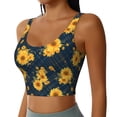 thumbnail image 2 of Daiia Blue Striped Sunflower A Printed Women's Sports Bra, Breathable Activewear Bra with U-Back Design and Removable Pads, Comfortable and Supportive for Yoga, Workout-X-Large, 2 of 8