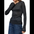 thumbnail image 1 of Camisas de Cuello Redondo para Mujer, Suéteres de Punto Ligeros de Larga, Blusas Casuales Transparentes Negro L, 1 of 10