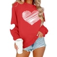 thumbnail image 2 of Hearts Printed Tops for Women Cute Valentines Day Holiday Outfits Long Sleeve Crewneck Sweatshirt Lover Gifts (XL, Red #E), 2 of 7