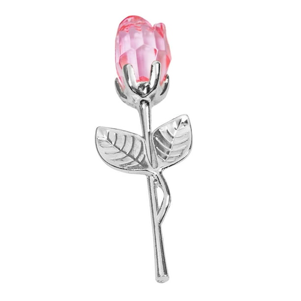 Adorno de rosa de cristal para el Día de la Madre, regalo de aniversario para esposa, mamá y hermana. Plata Rosa