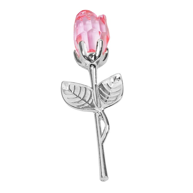Regalo de flor de rosa de cristal, regalo romántico de San Valentín, adorno de graduación para el día de la madre para , mujeres, su esposa Plata Rosa