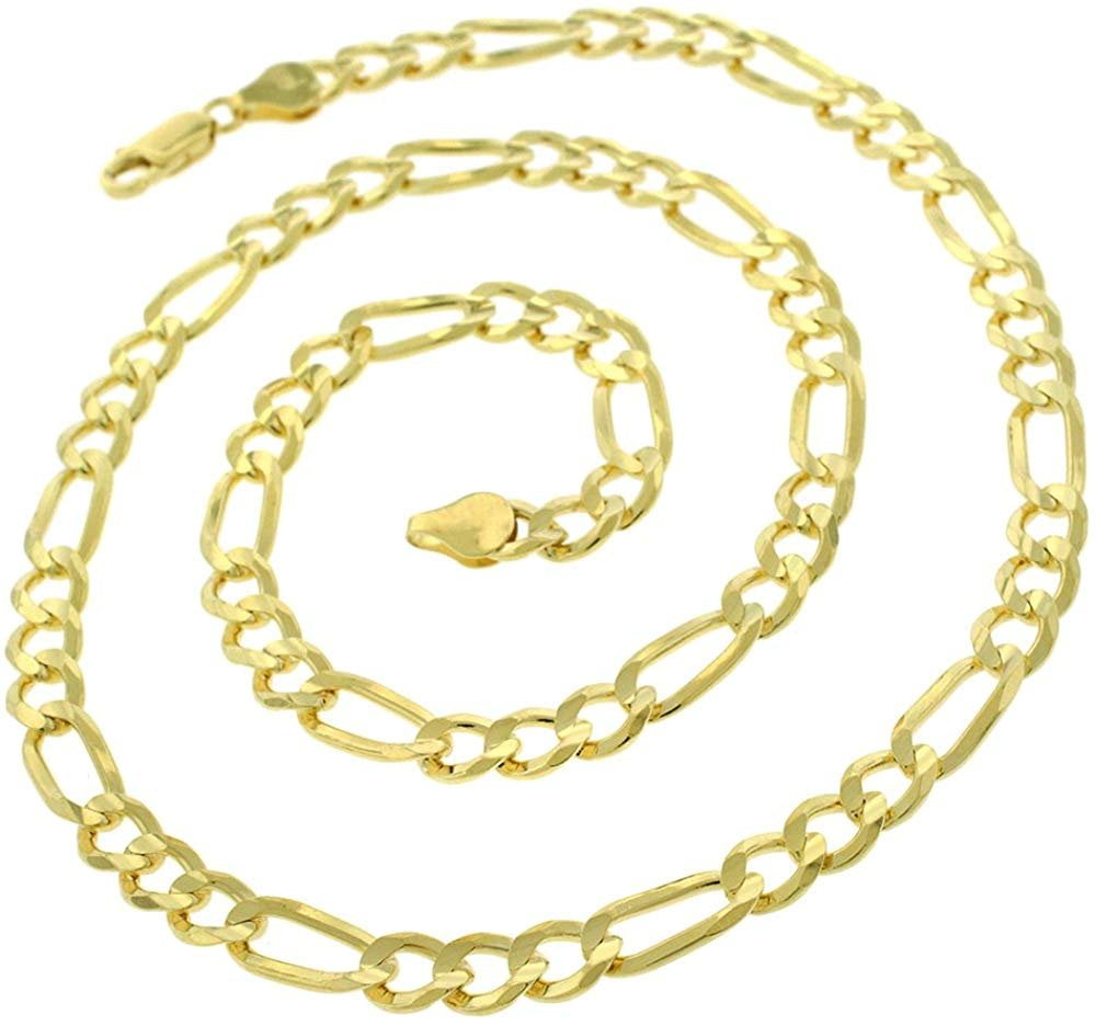 14K Yellow Gold 6mm Solid Figaro Chain 