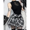thumbnail image 5 of FEOYA Womens Goth Skirt Irregular punk Asymmetrical Skirt Ladies Plaid Pleated Y2K Skirt Grunge Layered Flowy Skirts A Line Mini Gothic Skirts M, 5 of 7