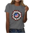 thumbnail image 3 of Feancey Fourth of July Shirts for Women Sunflower Print Short Sleeve Tops Holiday Casual American Flag Graphic Tees Gray L, 3 of 5