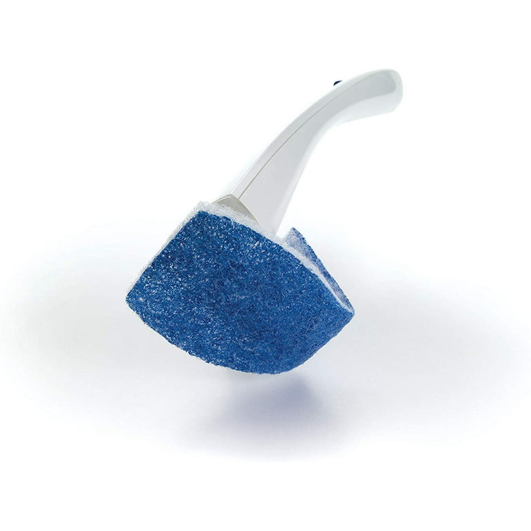 Toilet Scrubber Starter Kit, 1 Handle and 5 Scrubbers, White/Blue