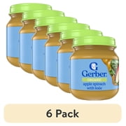 (6 pack) Gerber Organic Stage 2 Baby Food, Apple Spinach Kale Puree, 4 oz Jar