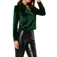 thumbnail image 4 of INSPIRE CHIC Women's Velvet Notched Lapel Zipper Cropped Motorcycle Jacket XS Green, 4 of 7