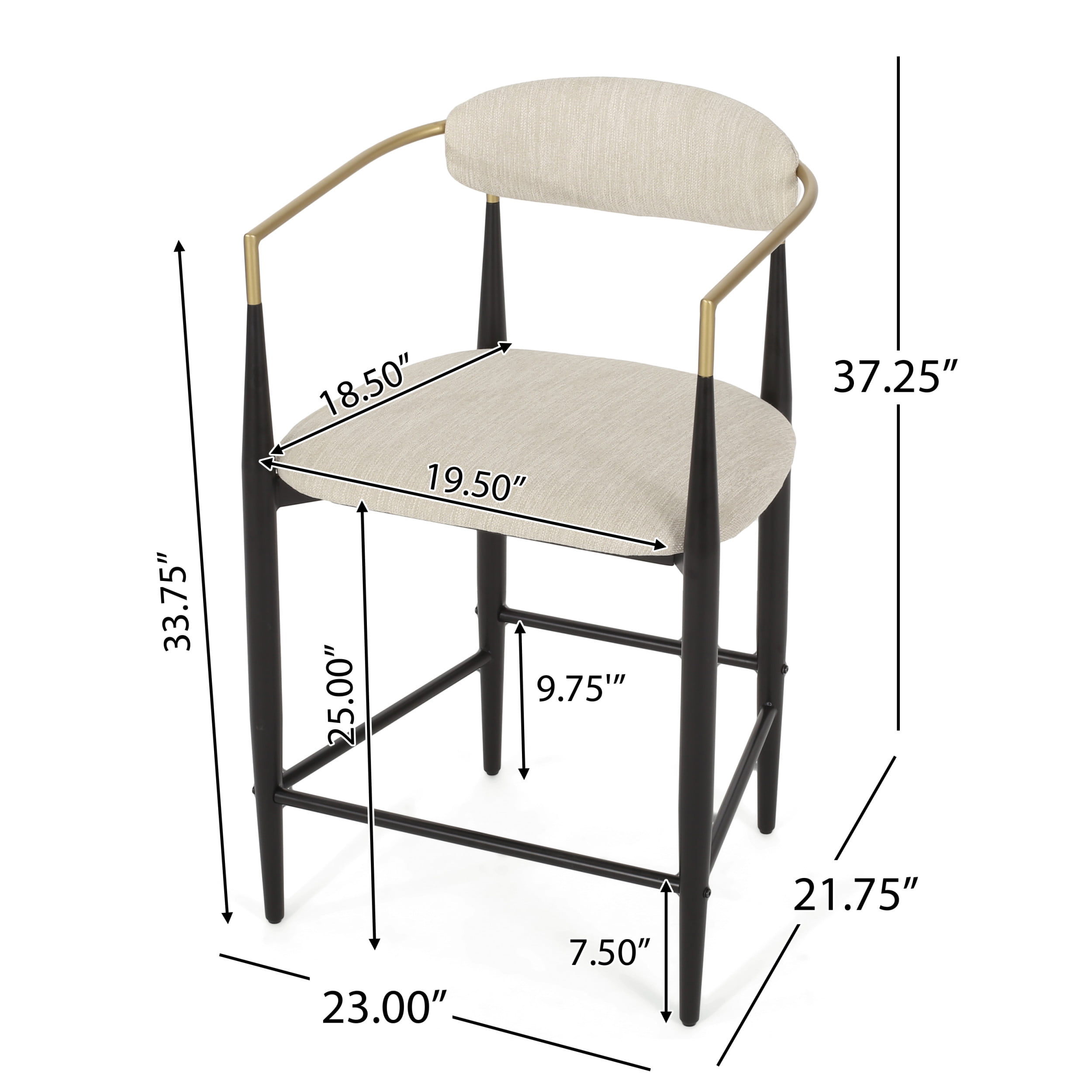 Noble House Boise Fabric and Metal 25 Inch Counter Stools, Set of 2, Beige, Black, and Gold - Walmart.com Noble House Boise Fabric and Metal 25 Inch Counter Stools, Set of 2, Beige, Black, and Gold - Walmart.com