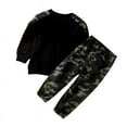 thumbnail image 2 of Uccdo Toddler Boys Autumn Casual Outfits Set Kids Letter Print Long Sleeve Blouse Top + Camo Pants, 2-7T, 2 of 7