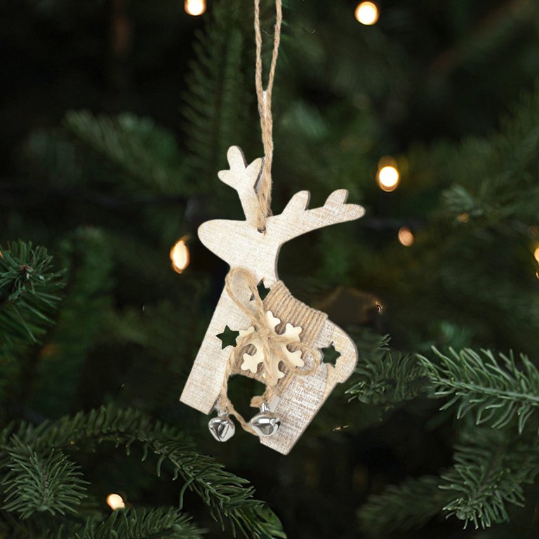 QIHE-36PCS Christmas Red Angel Ornaments, 12 Styles Wooden Hanging Decor Hemp Rope Diy Blank Back Message Writing Xmas Tree Home Decoration