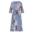 thumbnail image 4 of Pisexur Robes d'Invité de Mariage pour Femmes 2024 Mode Boho Imprimé Floral Robe Maxi Décontractée Fluide Manches Courtes Col en V Robe de Retour à la Maison Tunique à Boutons Robe de Cocktail à Cordon Grande Taille P-4TG, 4 of 5