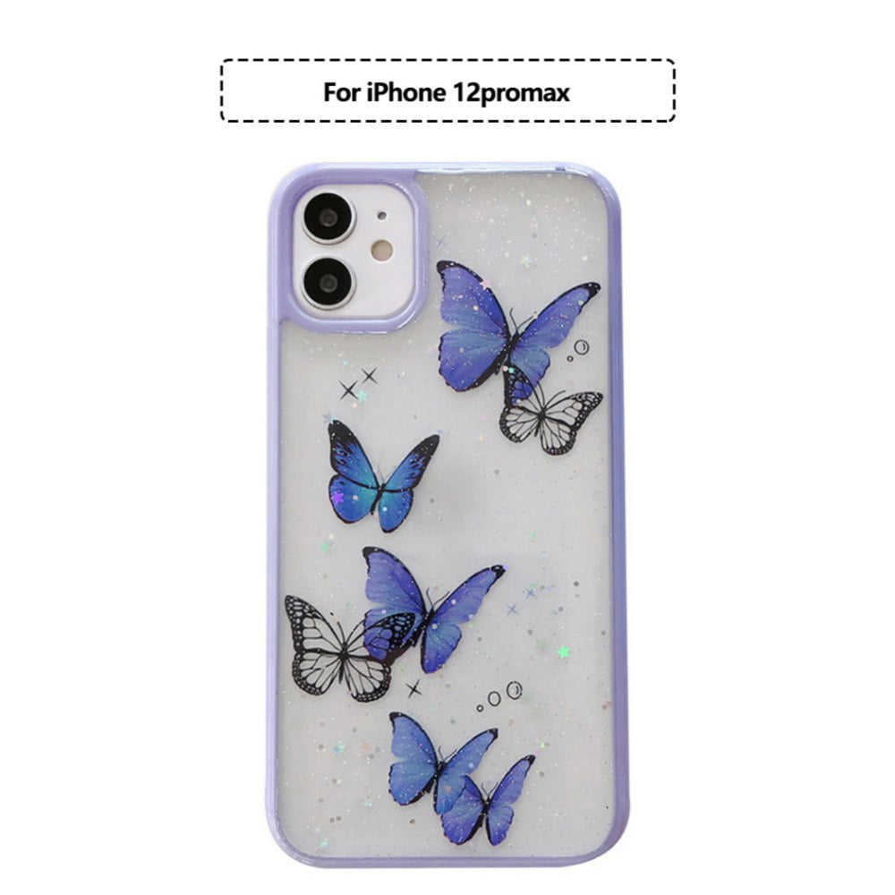 iPhone 12 Pro Max Case Cute Glitter Butterfly Print iPhone 12 Pro