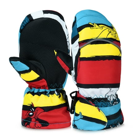 Kids Ski Gloves-Fitbest Kids Ski Gloves Girls Boys Warm Skiing Skating Gloves Waterproof Full Finger Mittens With Fleece Lining for Kids between 2-3 Years Old, (Best Inner Gloves For Skiing)