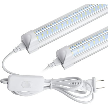 4PCS LED Shop Lights 4FT 60W 6000K 9000LM Clear White - 110V Linkable Integrated V-Shape for Garage, Warehouse, Workbench - 4ft LED Strip Light for Garage 4 Foot Shop Lights with Plug