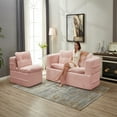 thumbnail image 6 of TesNus Sectional Sofa Bed 80", Plush Corduroy Fabric, Foam Filled, with Chaise Lounge and Convertible Blanket, Baby Pink, for Living Room Bedroom, 6 of 9