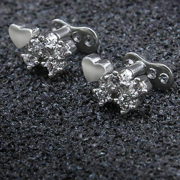 facefd 2pcs Dermal Anchor Tops and Base microdermal piercing Titanium Steel Piercing Jewelry Heart 3 Walmart
