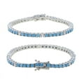 thumbnail image 2 of Round-Cut Lab-Created Turquoise & Moissanite Prong-Setting Tennis Bracelet in 925 Sterling Silver – Elegant and Stylish for Women, 2 of 13