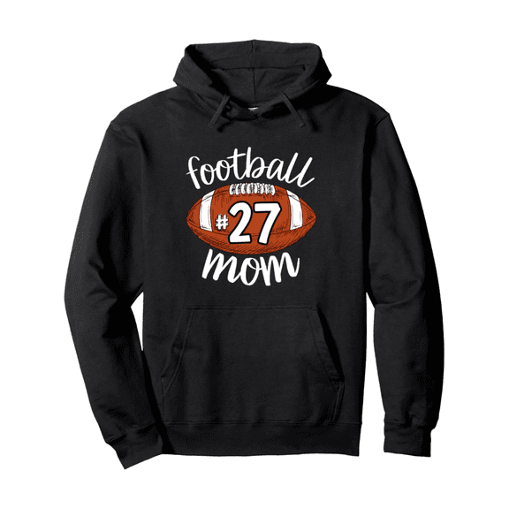 Football #27 Mom Football Player Number Football Mom Pullover Hoodie, Crew Neck Sweatshirt, 3XL Unisex Hoodie