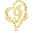 thumbnail image 1 of Floreo 10k Yellow Gold A-Z Cursive Letter and Heart Initial Ring, Large Heart (1.1"), 1 of 5
