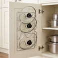 thumbnail image 5 of 1PCS Pot Lid Organizer Rack for Cabinet Door,3-Tier Pot Lids Holder,No Drilling Adhesive Wall/Door Mounted Rustproof Pot and Pan Cover for Kitchen Storage,Classic Black, 5 of 6