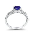 thumbnail image 6 of Halo Round Engagement Ring Blue Sapphire CZ 925 Sterling Silver Size 11, 6 of 7