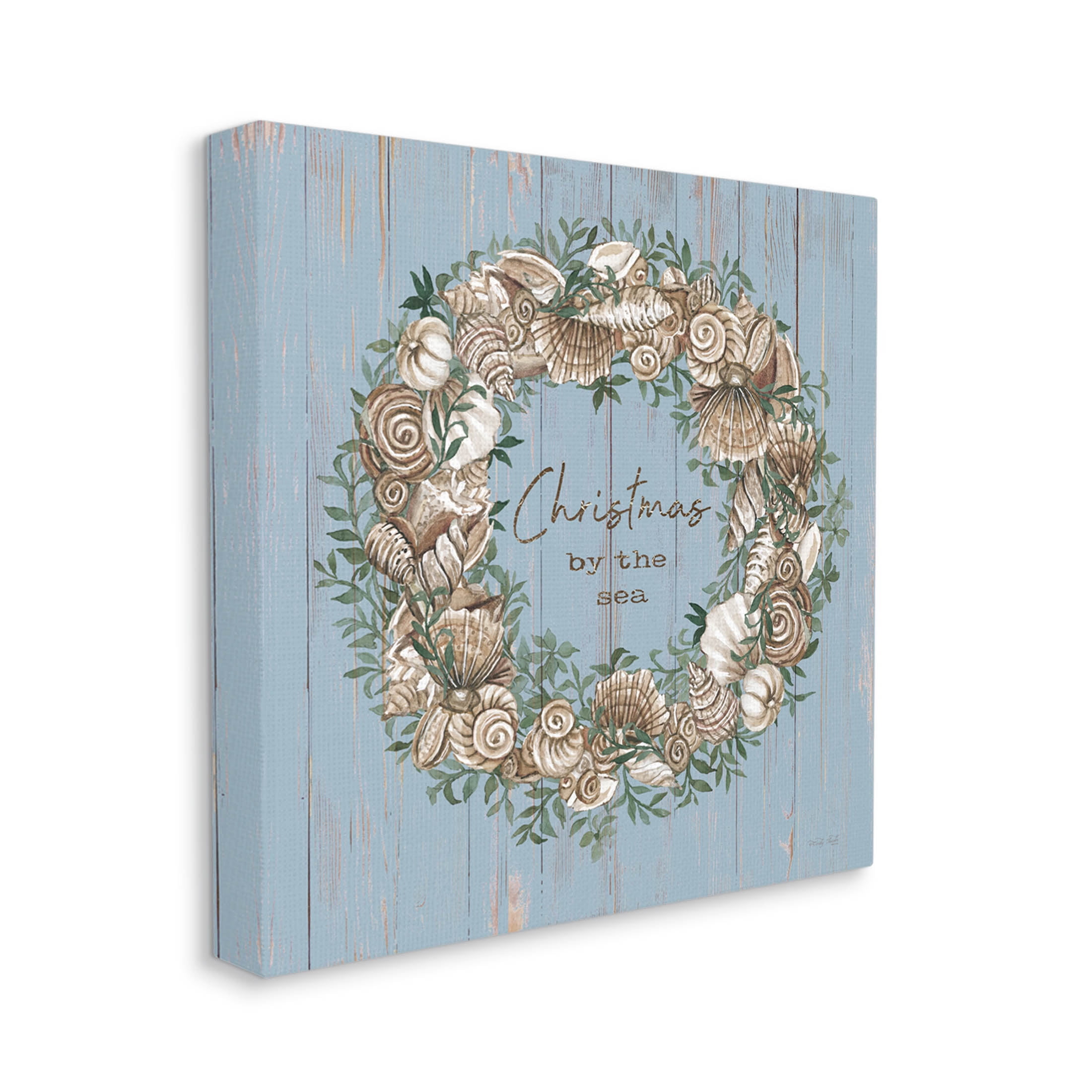 Christmas By The Sea Shell Wreath Holiday Graphic Art Gallery Wrapped Canvas Print Wall Art