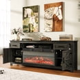 thumbnail image 2 of LazySunsets 70" Electric Fireplace TV Stand for TVs Up to 80 Inches,Farmhouse Media Console with 36" Color Changing Fireplace Insert, Barn Doors,Drawers & Adjustable Storage Shelves,Gray, 2 of 7