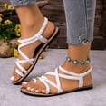 thumbnail image 2 of Pandaie Strappy Sandals for Women Comfortable Braided Slip on Flat Sandal Dressy Ankle Strap Casual Thong Flip Flops for Summer Beach Walking White Size 7.5, 2 of 6