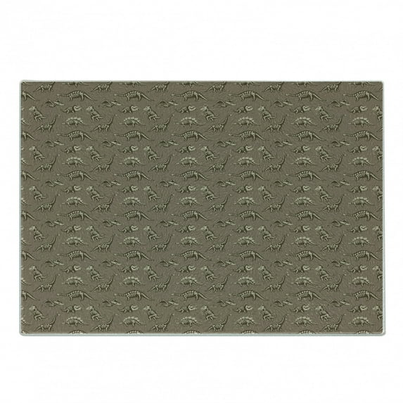 Skeleton Cutting Board, Sketchy Doodle of Various Breeds Fossil Dinosaurs Extinct Animal, Decorative Tempered Glass Cutting and Serving Board, in 3 Sizes, by Ambesonne