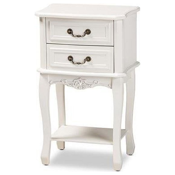 Baxton Studio ETASW-06-White-NS Gabrielle Traditional French Country Provincial White-Finished 2-Drawer Wood Nightstand