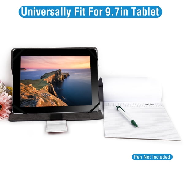 3 in 1 Business Tablet Portfolio Case - 9.7" PU Protector with Notepad & Stand for Work/Study (Navy)