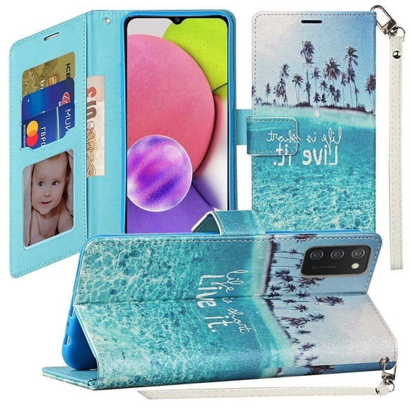 For Cricket Debut Smart 2022 SL101AE Wallet Cover Phone Case   Tempered Glass - Live Life