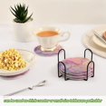 thumbnail image 6 of Haosy Set of 6 Drink Woven Coaster with Holder Heat Resistant Non-Slip Bar Coasters 4 Inches Soft Pink Purple Blue Marble, 6 of 7