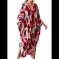 thumbnail image 2 of Vestido Caftán con Estampado Animal para Mujer, Talla Grande, para Playa, Verano 2025 Rojo y Azul Talla Única, 2 of 10